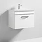 Brooklyn 600 Gloss White Wall Hung 1-Drawer Vanity Unit with Thin-Edge Basin Feature Large Image