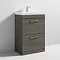 Brooklyn 600 Grey Avola Floor Standing 2 Drawer Vanity Unit with Thin-Edge Basin  Standard Large Image