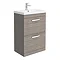 Brooklyn 600 Grey Avola Floor Standing 2 Drawer Vanity Unit with Thin-Edge Basin Large Image