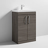 Brooklyn 600 Grey Avola Floor Standing Vanity Unit with Thin-Edge Basin  Standard Large Image