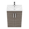 Brooklyn 600 Grey Avola Floor Standing Vanity Unit with Thin-Edge Basin  In Bathroom Large Image