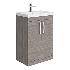 Brooklyn 600 Grey Avola Floor Standing Vanity Unit with Thin-Edge Basin Large Image