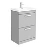 Brooklyn 600 Grey Mist Floor Standing 2 Drawer Vanity Unit with Thin-Edge Basin Large Image
