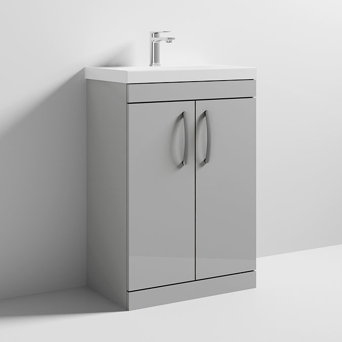 Brooklyn 600 Grey Mist Floor Standing Vanity Unit with Thin-Edge Basin Feature Large Image
