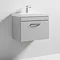 Brooklyn 600 Grey Mist Wall Hung 1-Drawer Vanity Unit with Thin-Edge Basin Feature Large Image