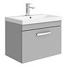 Brooklyn 600 Grey Mist Wall Hung 1-Drawer Vanity Unit with Thin-Edge Basin Large Image