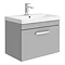 Brooklyn 600 Grey Mist Wall Hung 1-Drawer Vanity Unit with Thin-Edge Basin Large Image