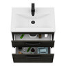 Brooklyn 600mm Black Wall Hung Vanity Unit - 2 Drawer with Matt Black Handles