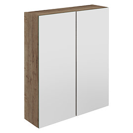 Brooklyn 600mm Brown Oak Bathroom Mirror Cabinet - 2 Door