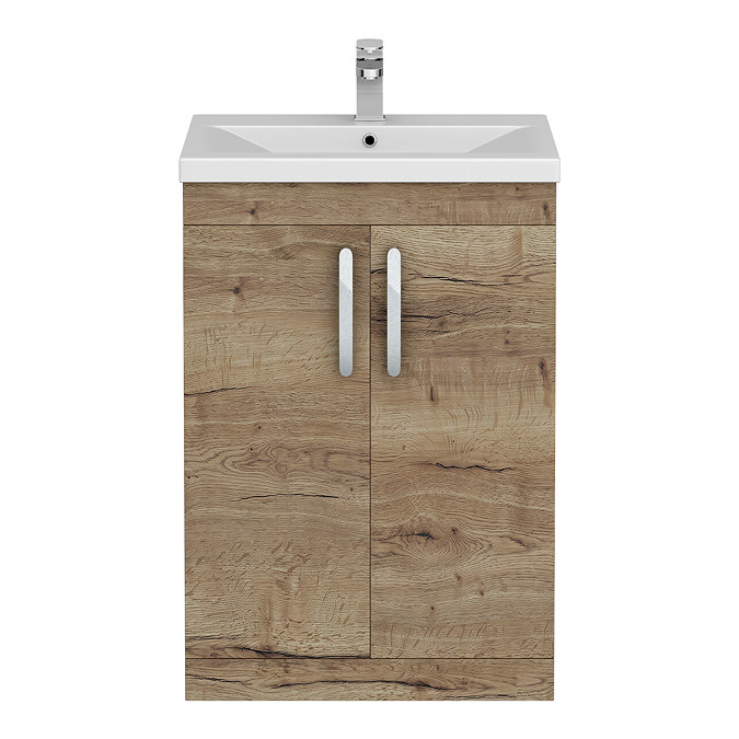 Brooklyn 600mm Brown Oak Vanity Unit - Floor Standing 2 Door Unit