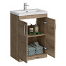 Brooklyn 600mm Brown Oak Vanity Unit - Floor Standing 2 Door Unit