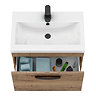 Brooklyn 600mm Brown Oak Wall Hung Vanity Unit - Single Drawer With Matt Black Handle