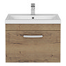 Brooklyn 600mm Brown Oak Wall Hung Vanity Unit - Single Drawer