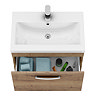 Brooklyn 600mm Brown Oak Wall Hung Vanity Unit - Single Drawer