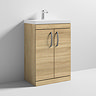 Brooklyn 600 Natural Oak Floor Standing Vanity Unit with Thin-Edge Basin  Standard Large Image