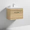 Brooklyn 600 Natural Oak Wall Hung 1-Drawer Vanity Unit with Thin-Edge Basin Standard Large Image