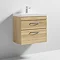 Brooklyn 600 Natural Oak Wall Hung 2 Drawer Vanity Unit with Thin-Edge Basin Standard Large Image