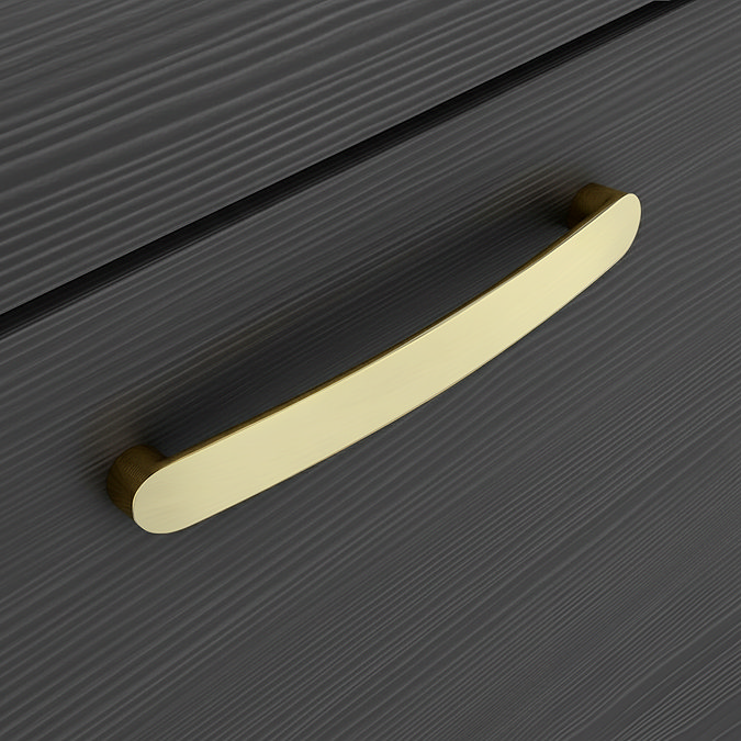 Brooklyn 600mm Black Vanity Unit - Floor Standing 2 Drawer Unit with Brushed Brass Handles