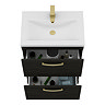 Brooklyn 600mm Black Vanity Unit - Floor Standing 2 Drawer Unit with Brushed Brass Handles