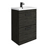 Brooklyn 600mm Black Vanity Unit - Floor Standing 2 Drawer Unit with Matt Black Handles