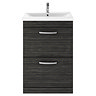 Brooklyn 600mm Black Vanity Unit - Floor Standing 2 Drawer Unit  Standard Large Image