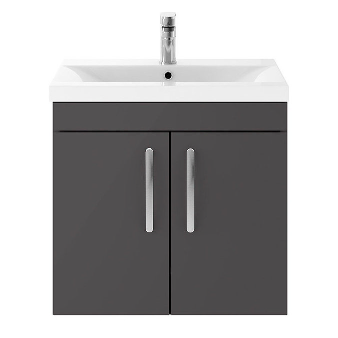 Brooklyn 600mm Gloss Grey 2 Door Wall Hung Vanity Unit In Bathroom Large Image