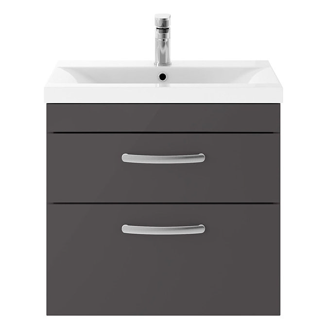 Brooklyn 600mm Gloss Grey 2 Drawer Wall Hung Vanity Unit  Feature Large Image