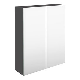 Brooklyn 600mm Gloss Grey Bathroom Mirror Cabinet - 2 Door Large Image
