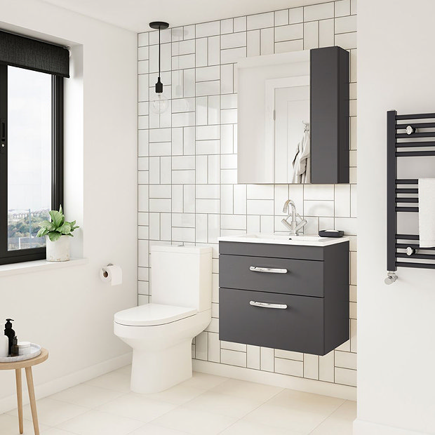 Brooklyn 600mm Gloss Grey Bathroom Mirror & Fascia Victorian Plumbing UK