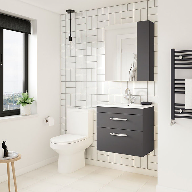 Brooklyn 600mm Gloss Grey Bathroom Mirror & Fascia Cabinet  Profile Large Image