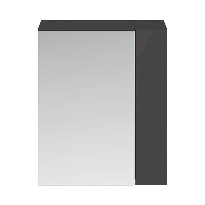 Brooklyn 600mm Gloss Grey Bathroom Mirror & Fascia Cabinet  Standard Large Image