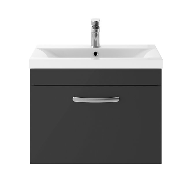 Brooklyn 600mm Gloss Grey Wall Hung 1 Drawer Vanity Unit  Feature Large Image