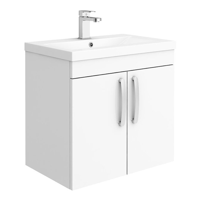 Brooklyn 600mm Gloss White 2 Door Wall Hung Vanity Unit Large Image