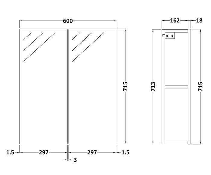 Bathroom Mirror 600mm Victorian Plumbing