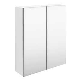 Brooklyn 600mm Gloss White Bathroom Mirror Cabinet - 2 Door Medium Image