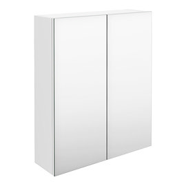 Brooklyn 600mm Gloss White Bathroom Mirror Cabinet - 2 Door Large Image