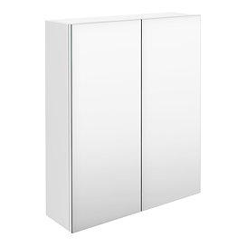 Brooklyn 600mm Gloss White Bathroom Mirror Cabinet - 2 Door Large Image