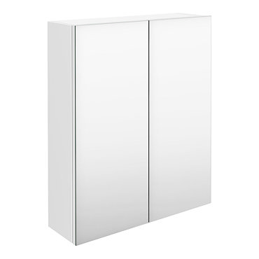 Brooklyn 600mm Gloss White Bathroom Mirror Cabinet - 2 Door  Profile Large Image