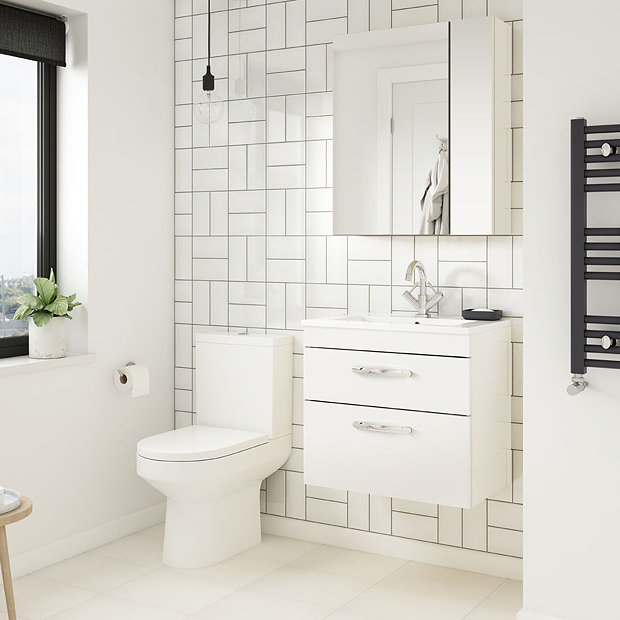 Brooklyn 600mm Gloss White Bathroom Mirror & Fascia Victorian