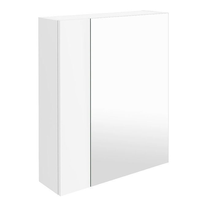 Brooklyn 600mm Gloss White Bathroom Mirror & Fascia Cabinet Large Image