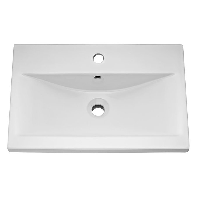 Brooklyn 600mm Gloss White Wall Hung 1-Drawer Vanity Unit with Brushed Brass Handle Profile Large I