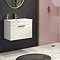 Brooklyn 600mm Gloss White Wall Hung 1-Drawer Vanity Unit with Brushed Brass Handle Standard Large Image