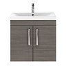 Brooklyn 600mm Grey Avola 2 Door Wall Hung Vanity Unit  In Bathroom Large Image