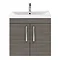 Brooklyn 600mm Grey Avola 2 Door Wall Hung Vanity Unit In Bathroom Large Image