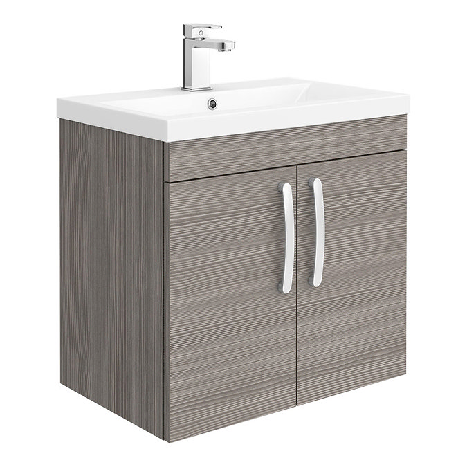 Brooklyn 600mm Grey Avola 2 Door Wall Hung Vanity Unit Large Image