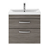 Brooklyn 600mm Grey Avola 2 Drawer Wall Hung Vanity Unit  Profile Large Image