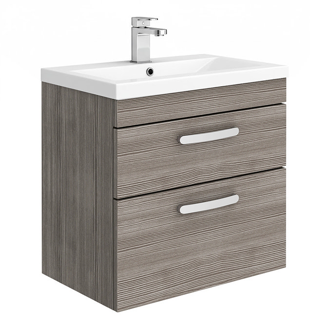 Brooklyn 600mm Grey Avola 2 Drawer Wall Hung Vanity Unit