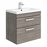 Brooklyn 600mm Grey Avola 2 Drawer Wall Hung Vanity Unit