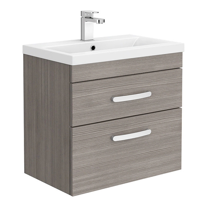 Brooklyn 600mm Grey Avola 2 Drawer Wall Hung Vanity Unit Large Image