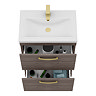 Brooklyn 600mm Grey Avola Vanity Unit - Floor Standing 2 Drawer Unit with Brushed Brass Handles